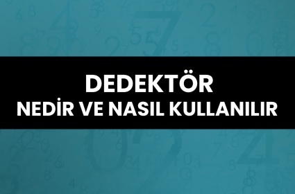 Dedektör Nedir ve Nasıl Kullanılır